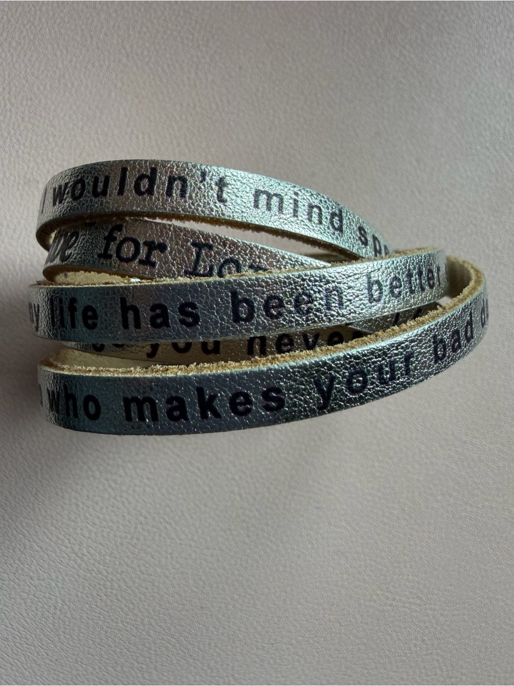 Silver Inspirational Wrap Bracelet - Text Accent